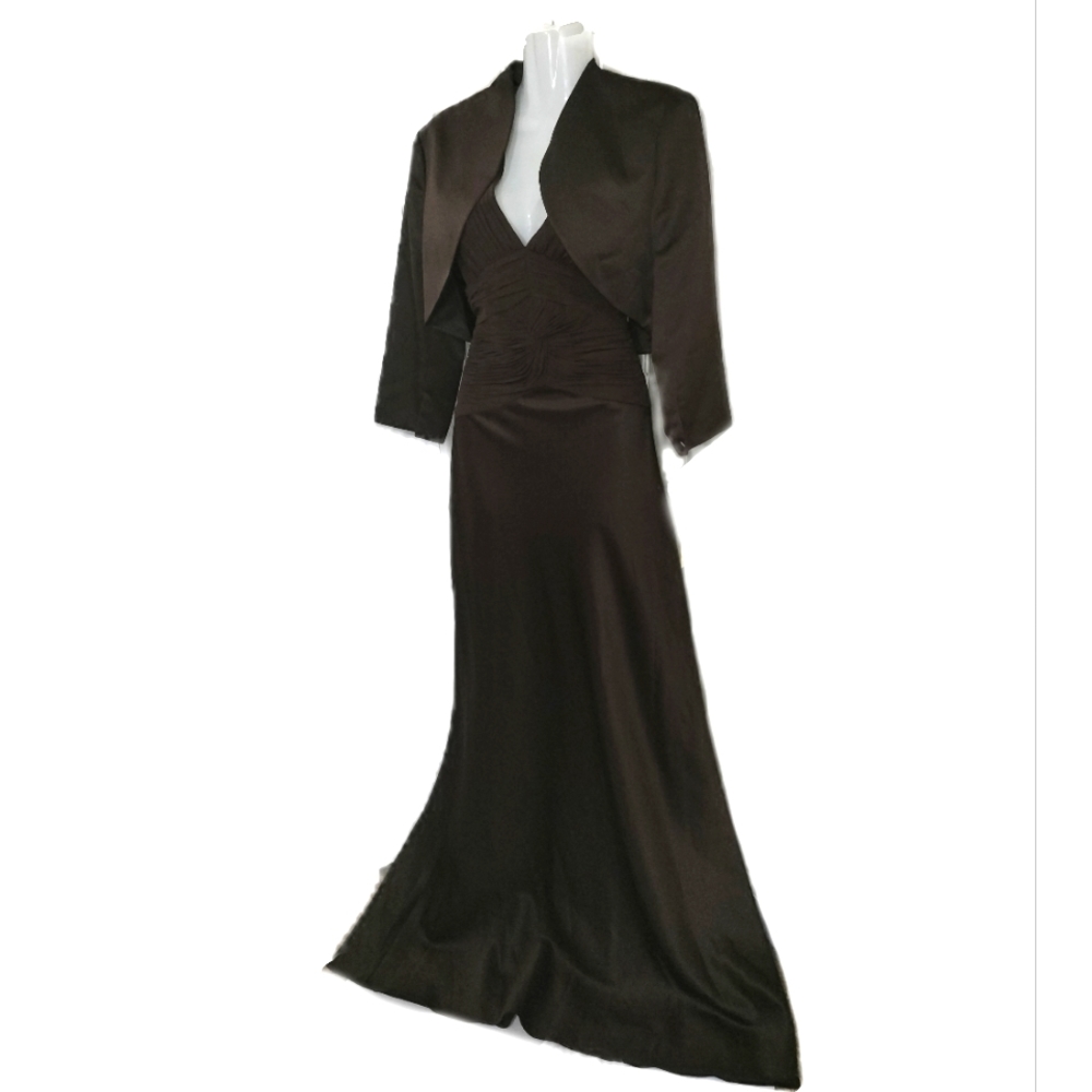 Brown gown with cropped jacket - Picture 8 of 11